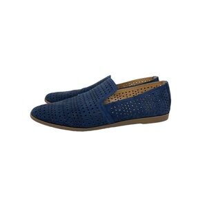 Franco Sarto Faryn Navy Blue Preppy Perforated Suede Leather Loafers Size 10